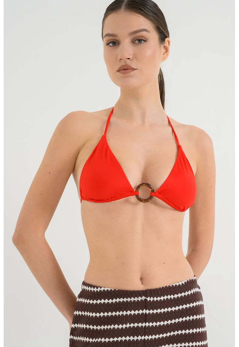 Sutien de baie cu cupe triunghiuare, Rosu