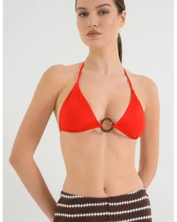 Sutien de baie cu cupe triunghiuare, Rosu