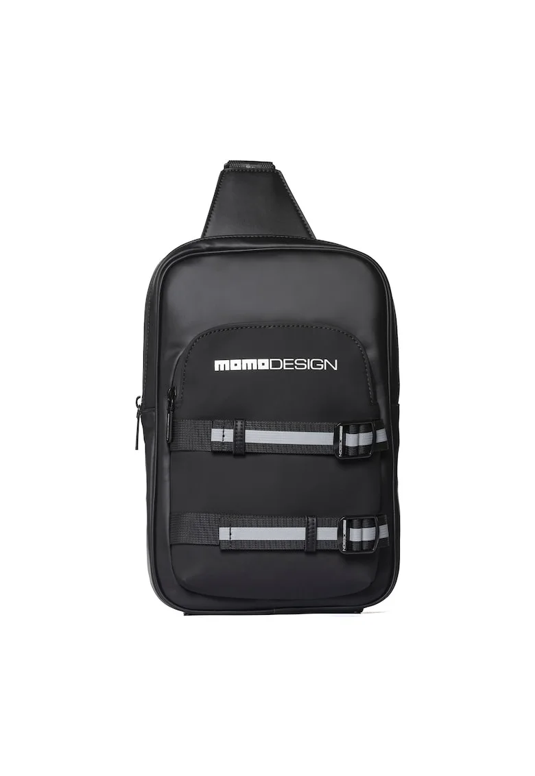 Geanta crossbody din piele ecologica cu buzunar cu fermoar Astor Ultra, Negru/Gri