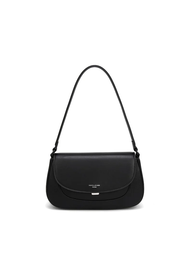 Geanta crossbody din piele ecologica cu clapa Elora, Negru