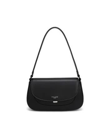 Geanta crossbody din piele ecologica cu clapa Elora, Negru