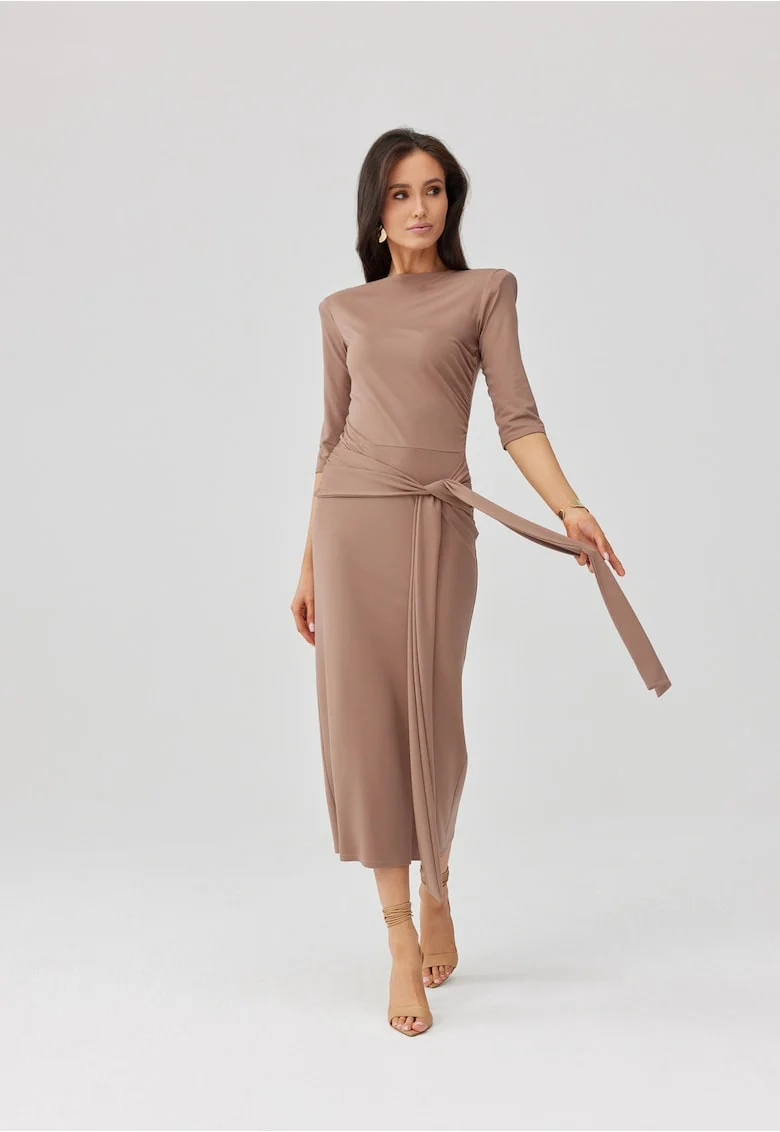 Rochie bodycon cu spate decupat Lidiana, Maro deschis