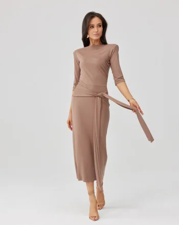 Rochie bodycon cu spate decupat Lidiana, Maro deschis