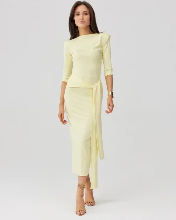 Rochie bodycon cu spate decupat Lidiana, Galben
