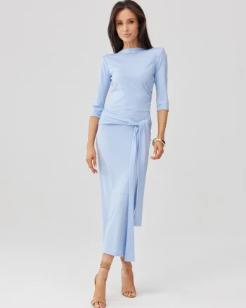 Rochie bodycon cu spate decupat Lidiana, Albastru deschis