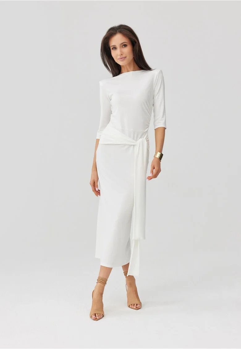 Rochie bodycon cu spate decupat Lidiana, Ecru