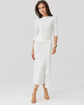 Rochie bodycon cu spate decupat Lidiana, Ecru