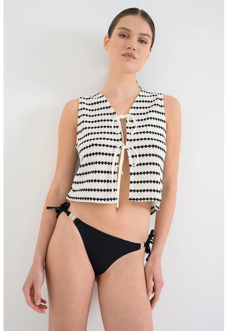 Slip cu aplicatii de strasuri, Negru