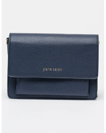 Geanta crossbody de piele ecologica cu clapa, Bleumarin