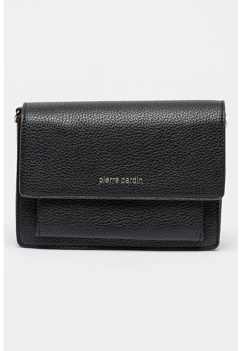 Geanta crossbody de piele ecologica cu clapa, Negru