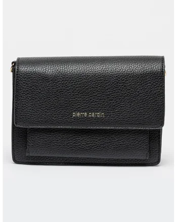 Geanta crossbody de piele ecologica cu clapa, Negru