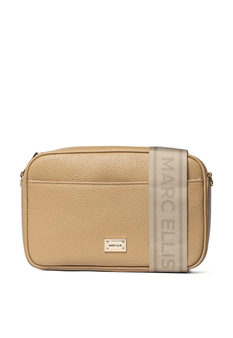 Geanta crossbody de piele cu bareta cu model logo Perugia, Maro camel