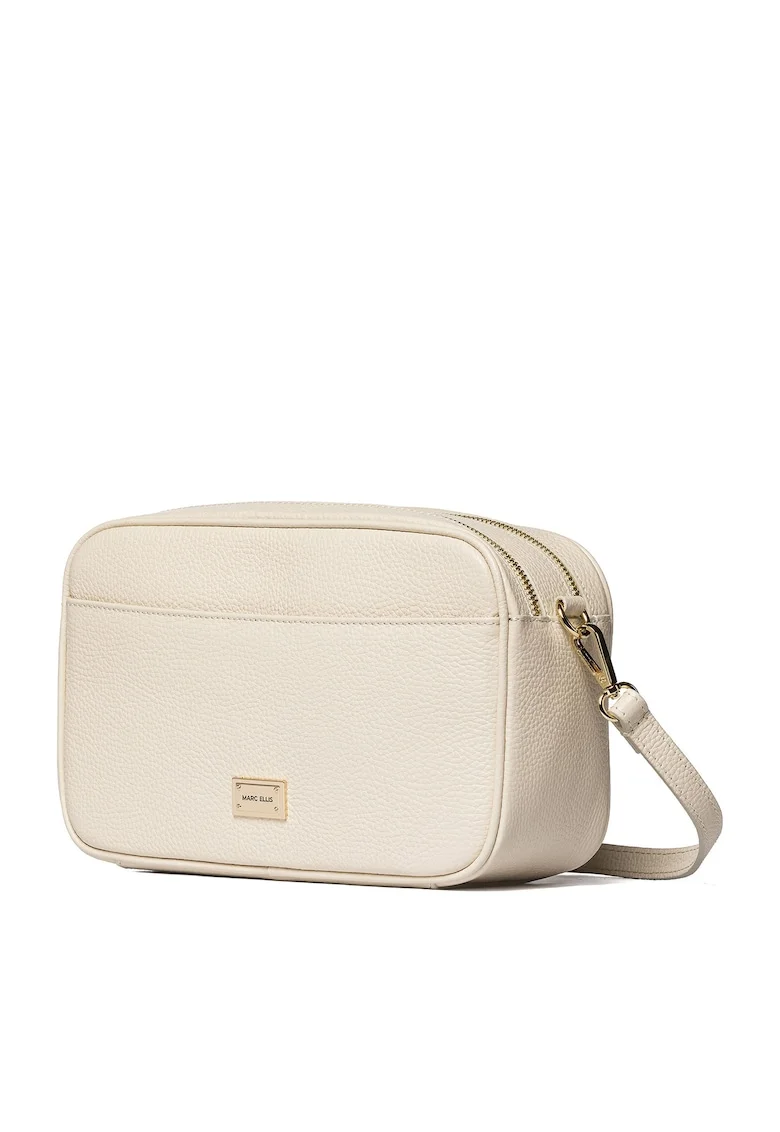 Geanta crossbody de piele cu bareta cu model logo Perugia, Bej