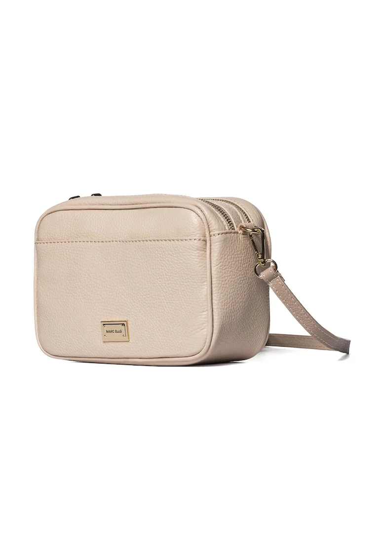 Geanta crossbody de piele cu bareta textila Seraphina Prime, Bej deschis