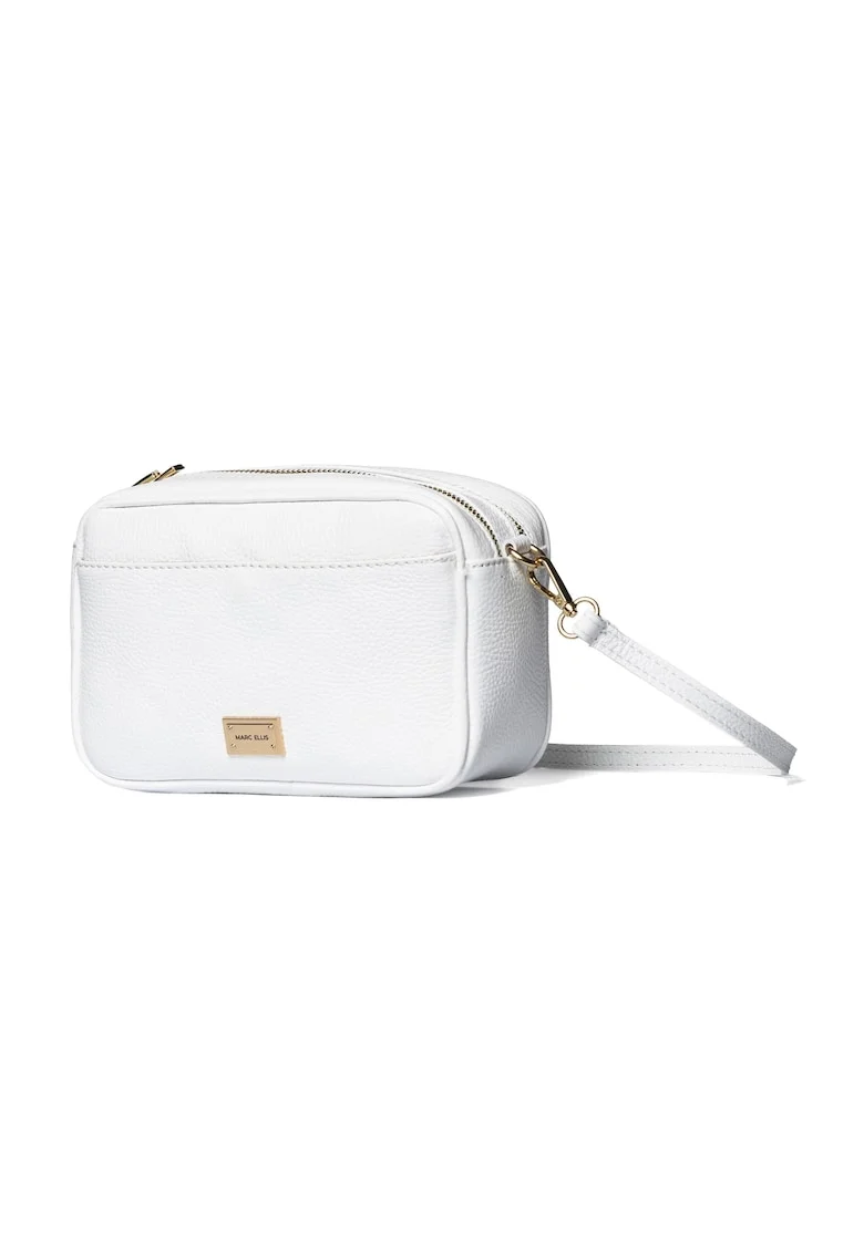 Geanta crossbody de piele cu bareta textila Seraphina Prime, Alb