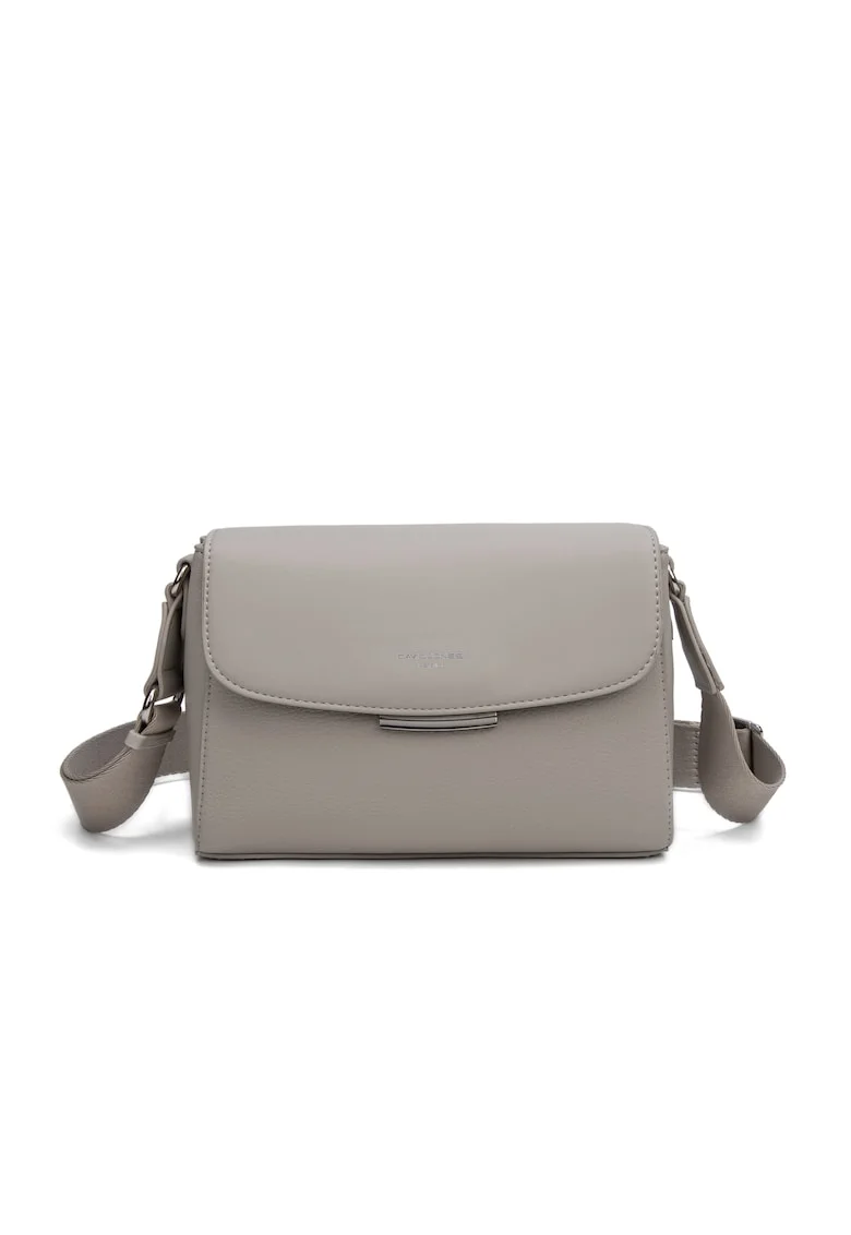 Geanta crossbody de piele ecologica cu clapa Elora Plus, Grej