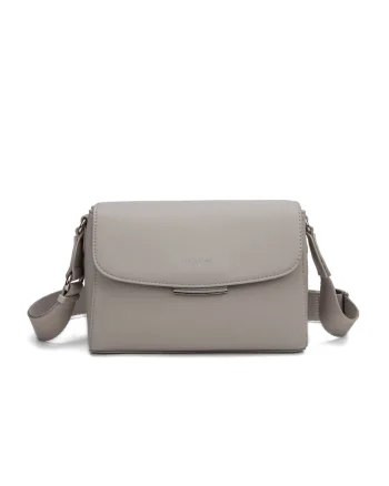 Geanta crossbody de piele ecologica cu clapa Elora Plus, Grej