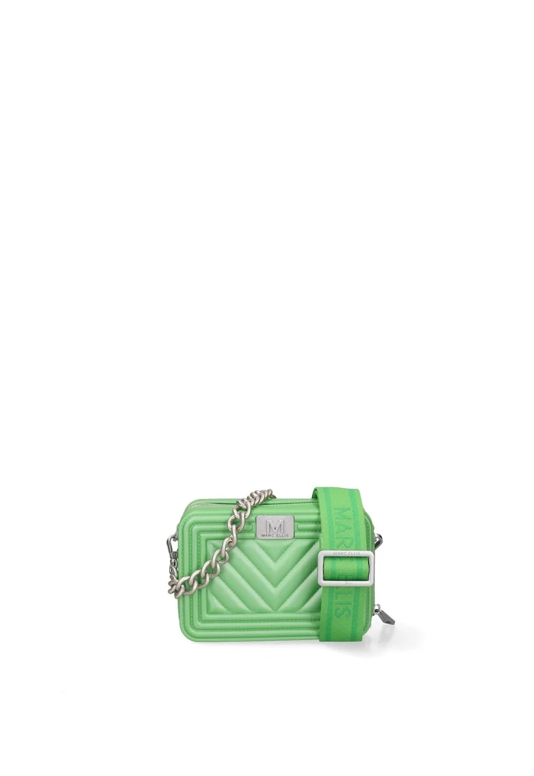 Geanta crossbody matlasata de piele ecologica cu fermoar Idalia Plus, Verde