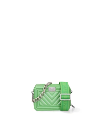 Geanta crossbody matlasata de piele ecologica cu fermoar Idalia Plus, Verde