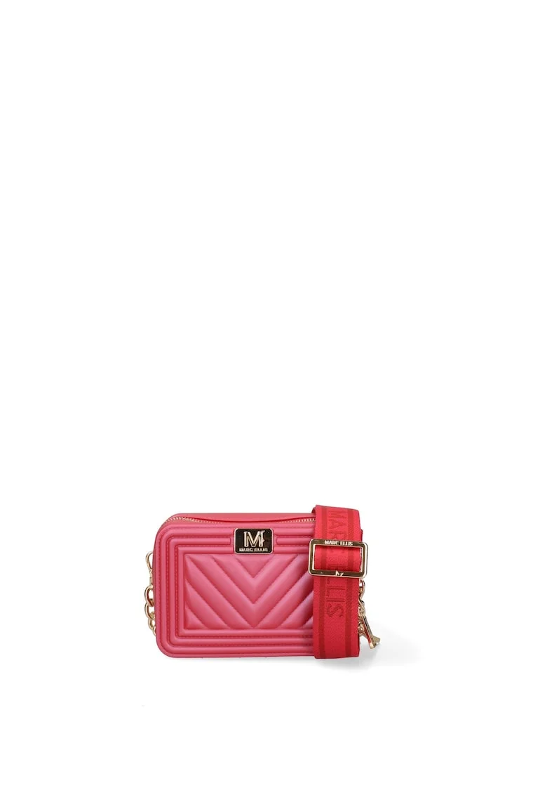 Geanta crossbody matlasata de piele ecologica cu fermoar Idalia Plus, Rosu inchis