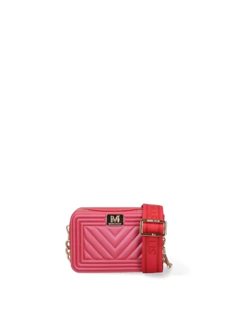 Geanta crossbody matlasata de piele ecologica cu fermoar Idalia Plus, Rosu inchis