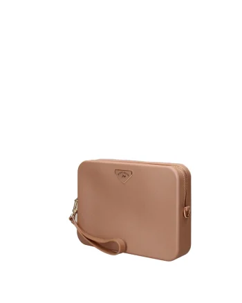 Geanta crossbody cu bareta din material textil Astrea, Maro camel