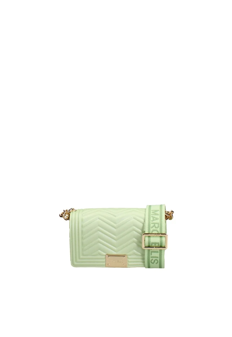 Geanta crossbody de piele ecologica cu aspect matlasat Elara, Verde deschis