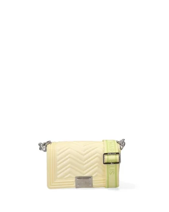 Geanta crossbody de piele ecologica cu barete multiple Lumena, Galben deschis