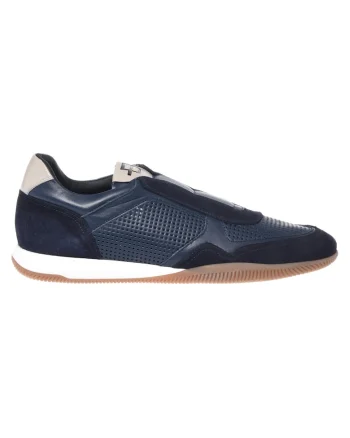 Pantofi sport slip-on de piele si piele intoarsa, Albastru