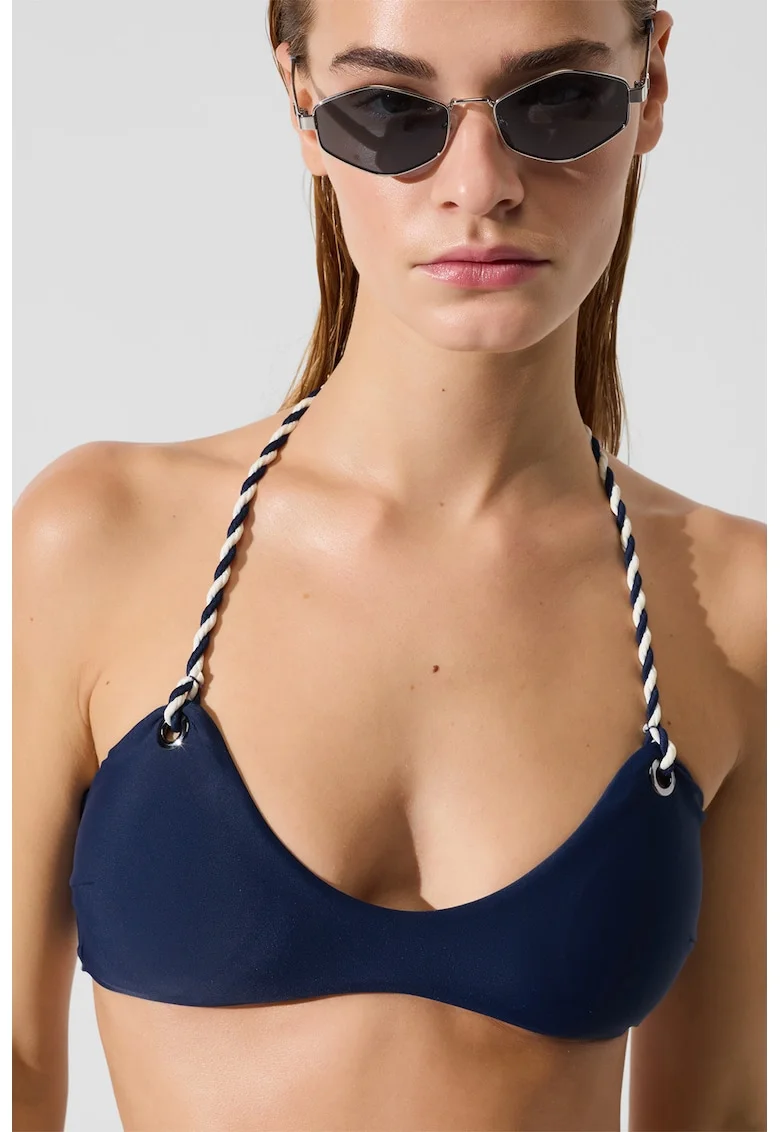 Sutien de baie cu decolteu halter, Bleumarin