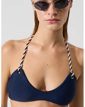 Sutien de baie cu decolteu halter, Bleumarin