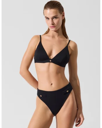 Slip brazilian cu talie inalta, Negru