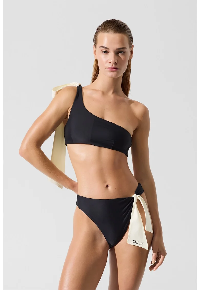 Slip cu detaliu cu nod contrastant, Negru