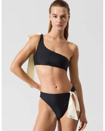 Slip cu detaliu cu nod contrastant, Negru