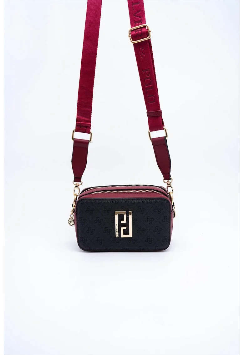 Geanta crossbody - 59745, Negru/Rosu inchis, 13 x 20 x 8 cm