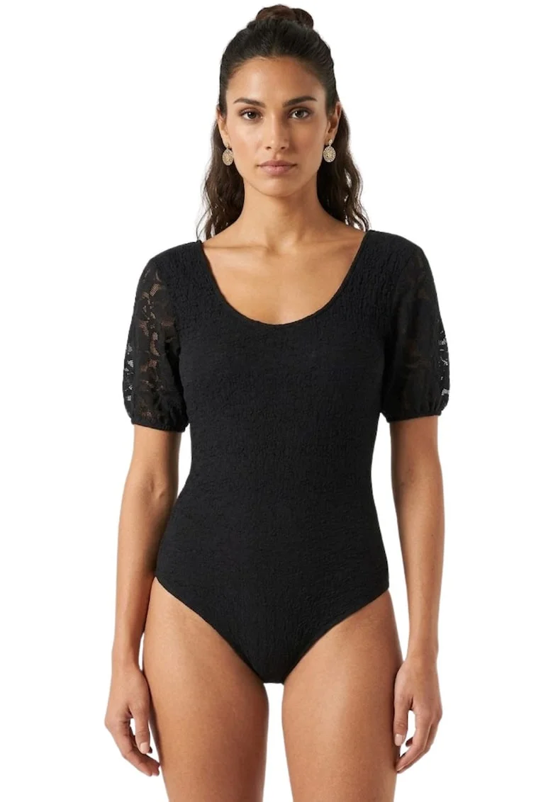 Body cu maneci din dantela Alejandria,