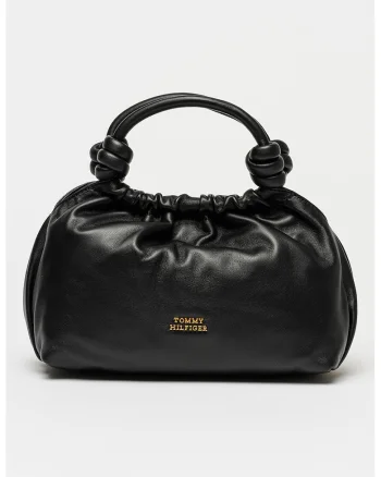 Geanta crossbody de piele cu logo, Negru