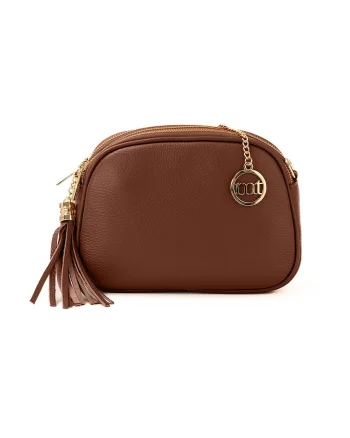 Geanta crossbody din piele cu trei compartimente Gradisca, Maro Siena