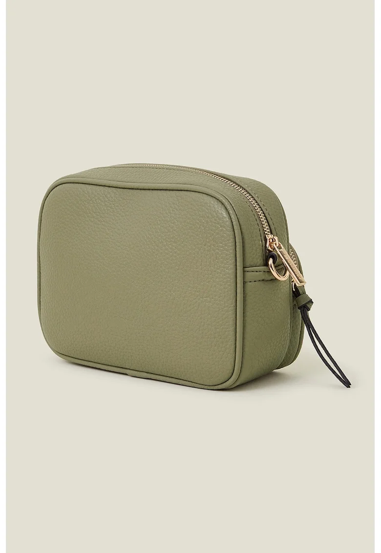 Geanta crossbody de piele ecologica cu bareta detasabila, Kaki