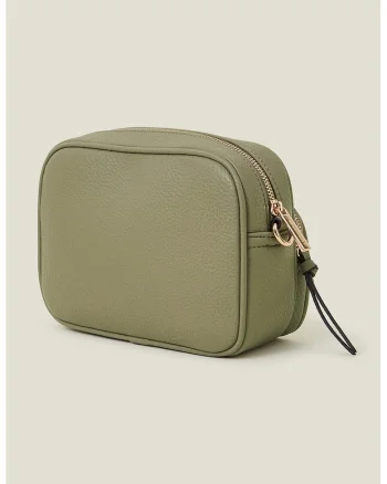 Geanta crossbody de piele ecologica cu bareta detasabila, Kaki