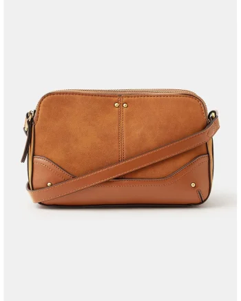 Geanta crossbody de piele ecologica, Maro cognac
