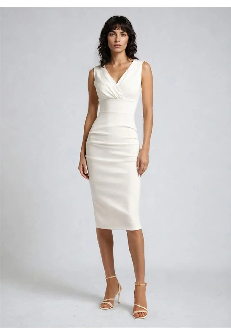 Rochie bodycon midi model office drapat Anara