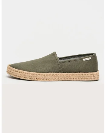 Espadrile slip-on din material textil, Kaki inchis
