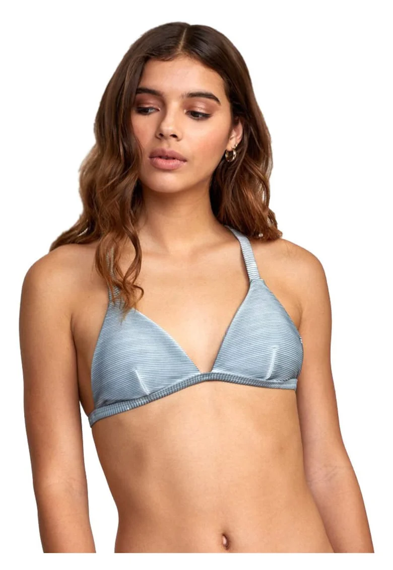 Costum de baie dama,  Salt Wash Racer, gri, sutien triunghiular tricotat cu nervuri