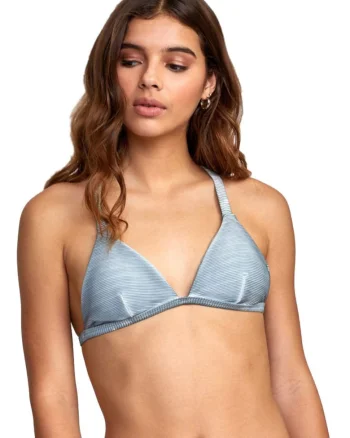 Costum de baie dama,  Salt Wash Racer, gri, sutien triunghiular tricotat cu nervuri