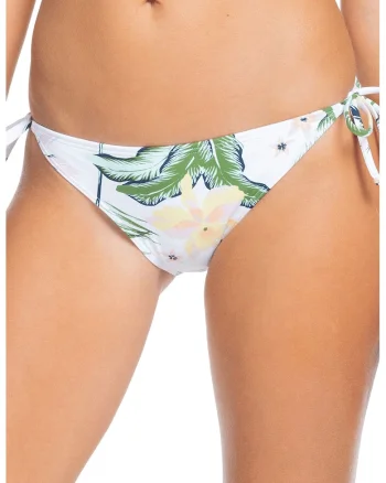 Slip brazilian cu imprimeu tropical Bloom, Alb/Verde