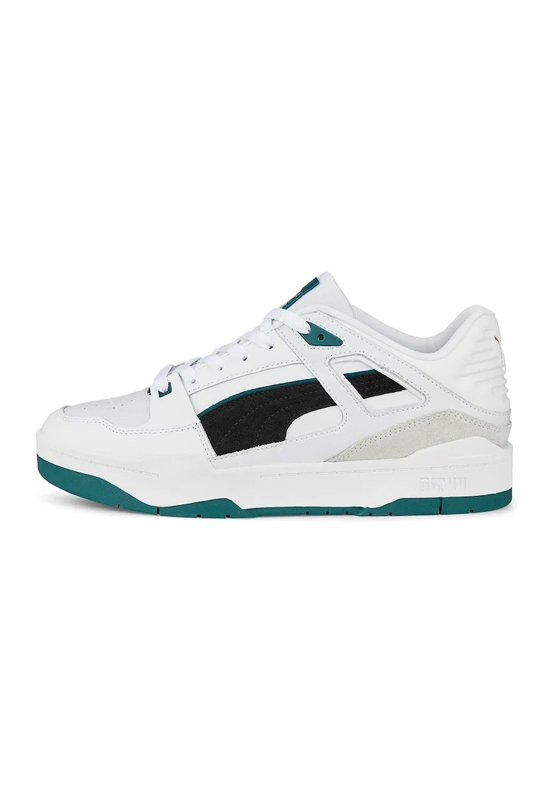 Pantofi sport unisex de piele intoarsa si piele Slipstream, Alb