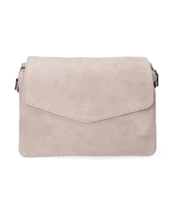 Geanta crossbody de piele si piele intoarsa, Gri