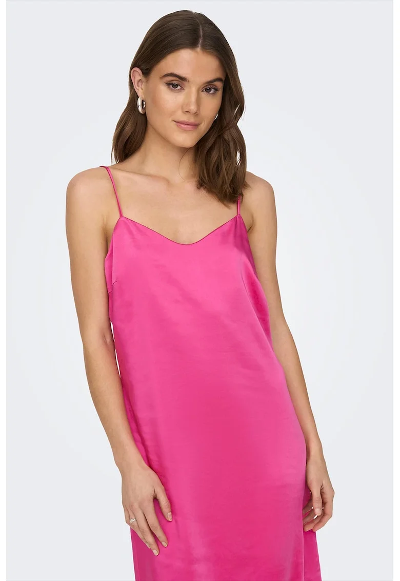Rochie slip-on cu aspect satinat Maura, Roz aprins