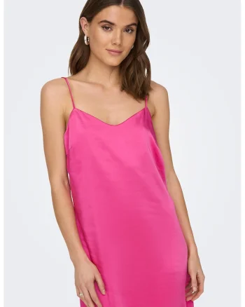 Rochie slip-on cu aspect satinat Maura, Roz aprins